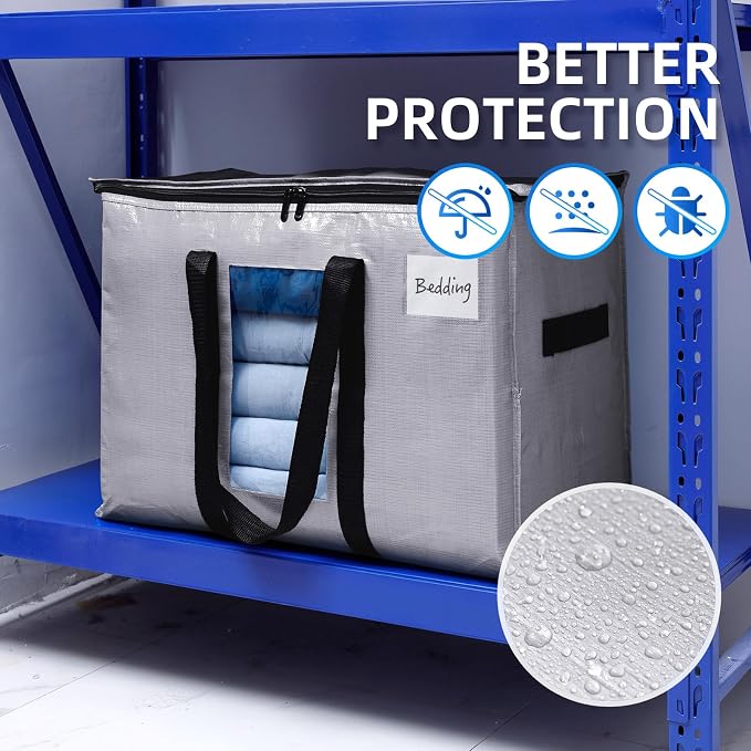 TAILI 6 Pack Silver Extra Large Moving Bags,Storage Bag with Visible Window