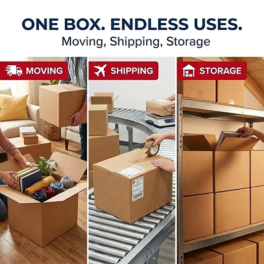 BOX USA Moving Boxes Holds 65lbs, 18"L x 14"W x 12"H (10-Pack) Medium - Corrugated Cardboard Box for Shipping, Mailing, Packing, Packaging and Storage