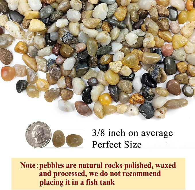 FANTIAN 10 lbs Aquarium Pea Gravel, 3/8 Inch Polished Pebbles. Decorative Stones River Rocks for Succulent Soil Cover, Fish Yank, Vase and Outdoor Garden Landscaping