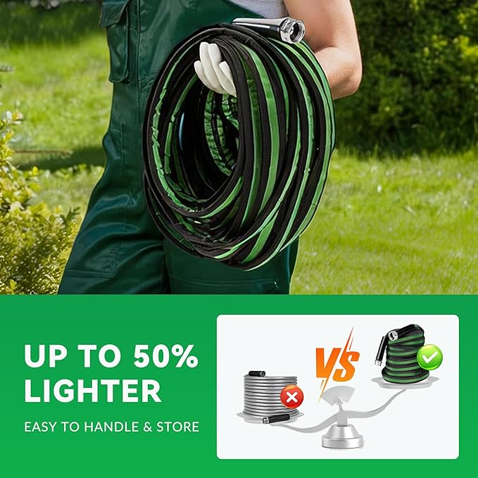 HERZO Garden Hose 50 FT, Lightweight, Ultra Flexible, Durable, Kink-Free Garden Hose, RV, Marine and Camper Hose