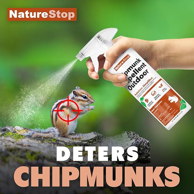 Chipmunk Repellent Spray for Outdoor Use – Helps Deter Chipmunks & Small Rodents, 16 oz (475mL)
