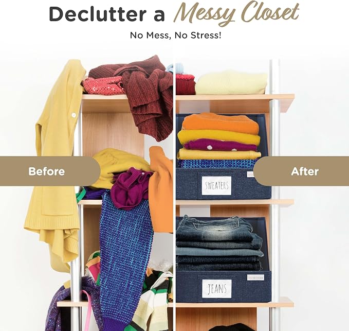 VIVIDECOR Open Front Trapezoid Closet Bins, Closet Storage Organizer for Shelves