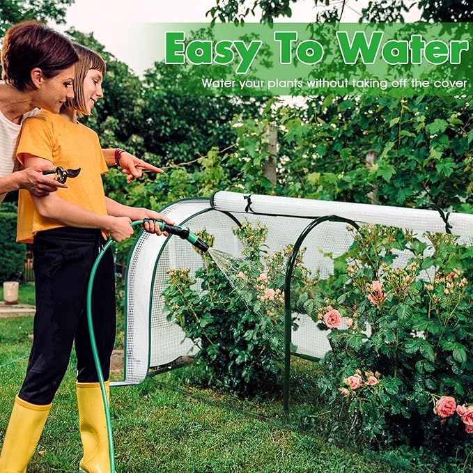 Mini Greenhouse for Outdoor,Portable Small Tunnel Greenhouses for Outdoors with Roll up Zipper Door for Protecting Plant (PE, 47" x23" x 23")