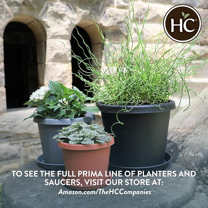 The HC Companies 16 Inch Round Prima Planter - Plastic Plant Pot with Rolled Rim for Indoor Outdoor Plants Flowers Herbs, Clay