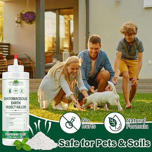 Peppermint Oil Diatomaceous Earth Insect Pest Control Powder Food Grade, 16.91 fl oz
