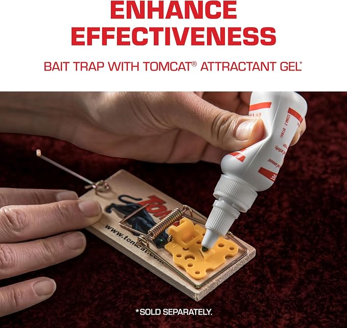 Tomcat Wooden Mouse Traps - Disposable Non-Chemical Mouse Trap for Homes,Garages and Basements,4 Count (Pack of 12)