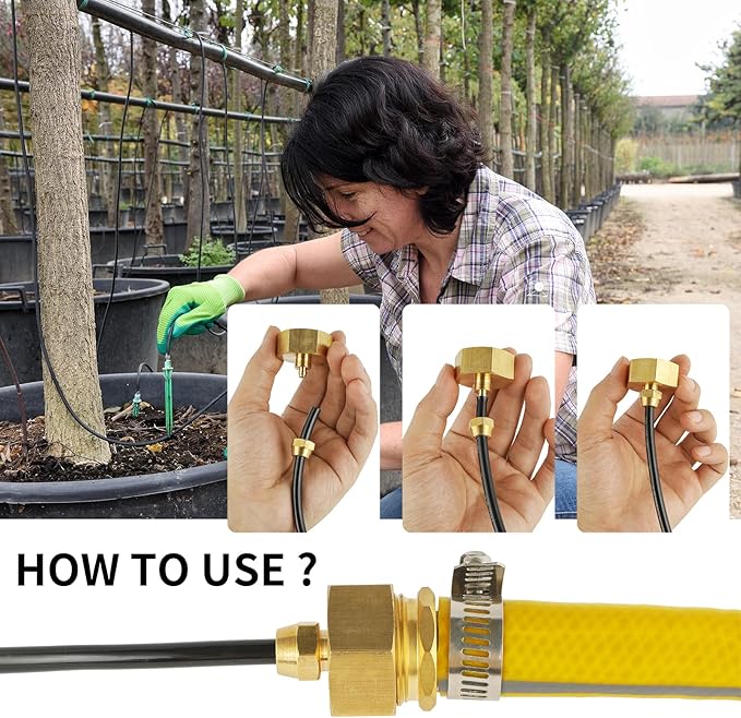 3 Set Garden Hose Adapter, Standard 3/4'' Female Thread to 1/4'' Irrigation Tubing-Brass Faucet to Hose Adapter, Drip Irrigation Hose Connectors, Mister Hose Attachment