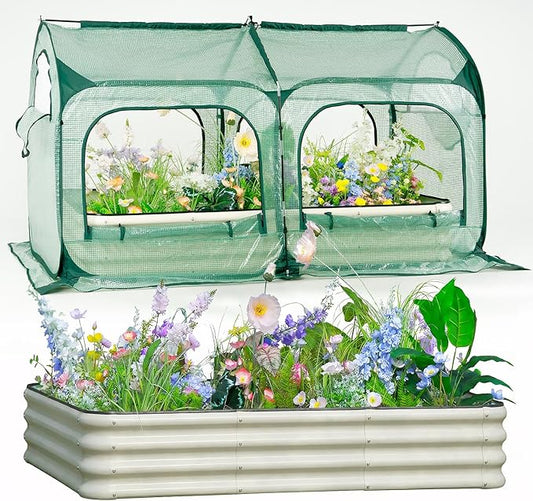 Pop up Tunnel Greenhouse Cover Plant Tent with 4x2FT Riased Garden Bed Set ,Raised Planter Box