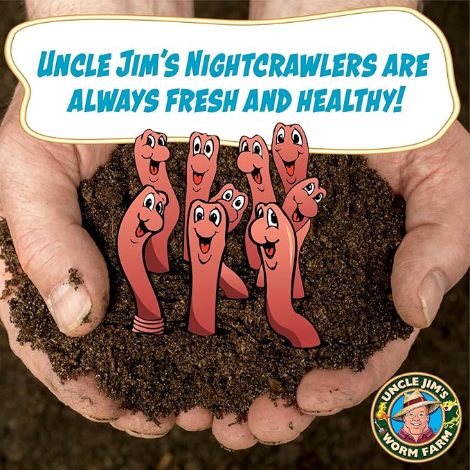Uncle Jim's Worm Farm 500 Count Super Red European Nightcrawlers for Composting and Garden Soil Aeration | Large Nightcrawlers Improve Soil Structure and Quality for Healthier Gardens