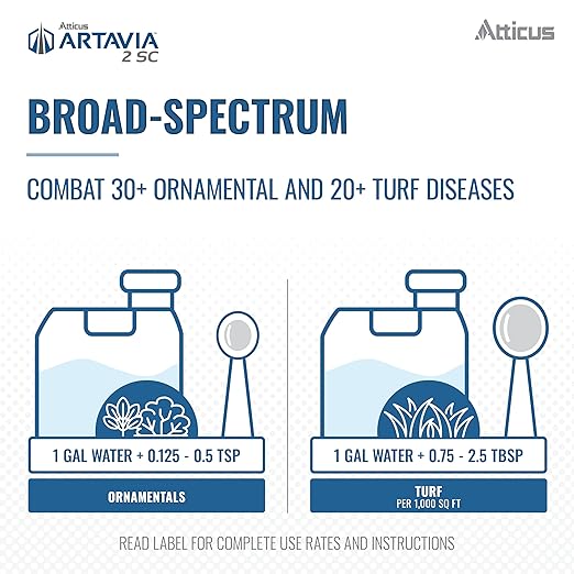 Atticus Artavia 2 SC Azoxystrobin Fungicide (1 GAL) - Fungus Control for Lawns and Landscapes - Anthracnose, Brown Patch, Leaf Spot, Rhizoctonia