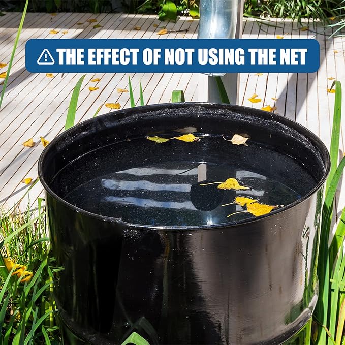 10 Pcs Mesh Cover for Rain Barrels to Collect Rainwater from Gutter Rain Barrel Stand with Drawstring Water Collection Bucket Netting Screen to Keep Leaves and Debris Out for Outdoor Garden 37.4 Inch