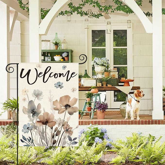 AVOIN colorlife Watercolor Flowers Garden Flag 12x18 Inch Double Sided Outside, Spring Summer Fall Seasonal Floral Welcome Yard Outdoor Flag
