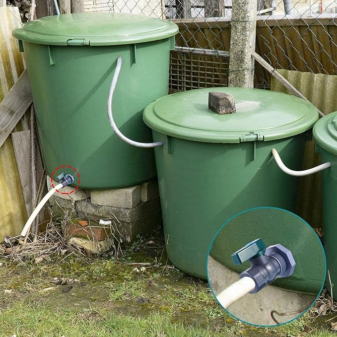 2 Set 3/4 Inch Rain Barrel Spigot Kit - BILAL Water Barrel PVC Garden Diverter Kit with Bulkhead Fitting Hose Faucet Adapter and Thread Seal Tape for Water Tanks, Aquariums, Tubs, Pool, Garden Barrel