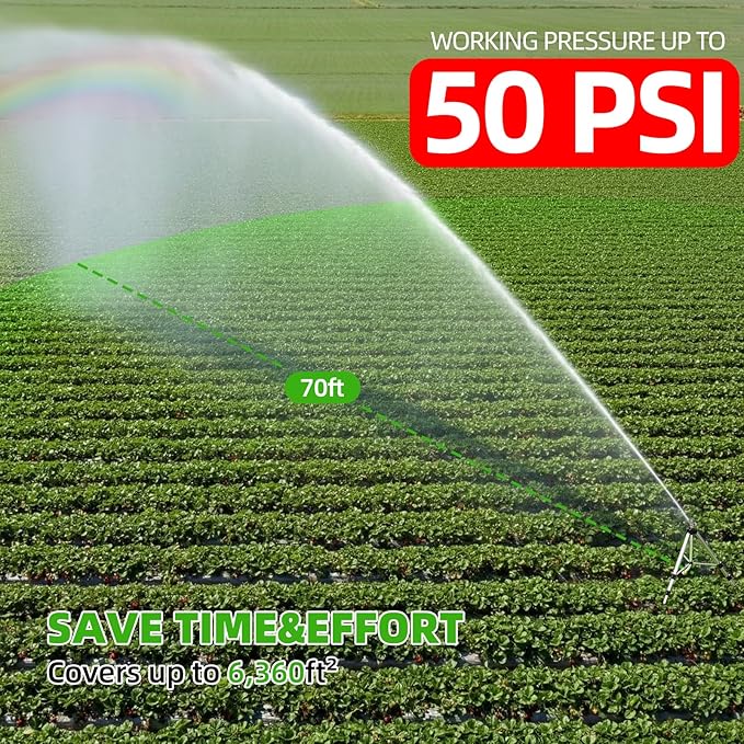 SPECILITE 36”Brass Impact Tripod Sprinkler, Heavy Duty Metal Pulsating Telescoping, Sprinklers for Yard, Lawn & Garden Irrigation, 360 Degree Waters up to 70ft Covering 5660sqft (2 Packs)