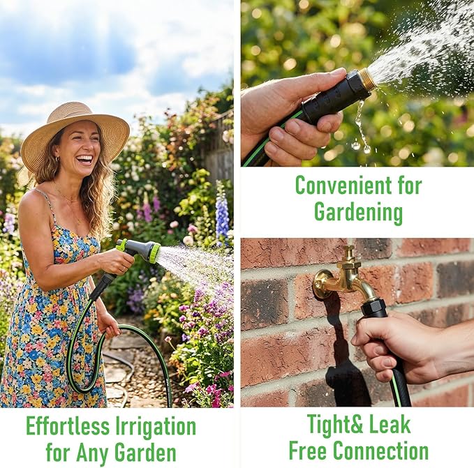 Non-Expandable Garden Hose 3ft, Lightweight Flexible Hose, Kink Resistant, Solid Fittings, 5/8 Inch, 600 PSI, Ideal for Faucet Extension, Balcony, Potted Plants