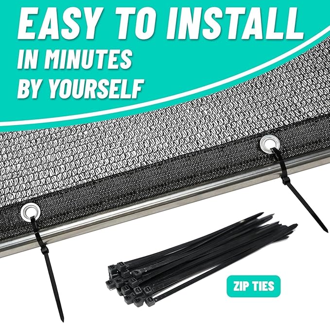 Royal Shade 50% Black Shade Cloth Custom Size 3FT x 87FT Mesh Tarp with Grommets for Garden Patio, Plant Shading, Greenhouse, Pergola, Chicken Coop, Dog Kennel, Lawn. (We Make Custom Size)