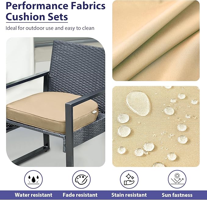 IPYNBAP Outdoor Chair Cushions Set of 4 -Waterproof Outdoor Seat Cushions for Patio Furniture, Patio Chair Cushion with Handle and Ties, Round Out Door Chair Pads,17" x 16" x 2",Beige