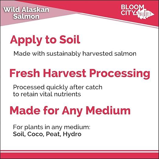 Organic Wild Fish Fertilizer and Plant Supplement, Great for Roots and Soil, Made from Sustainable Salmon, by Bloom City, Quart (32 oz)