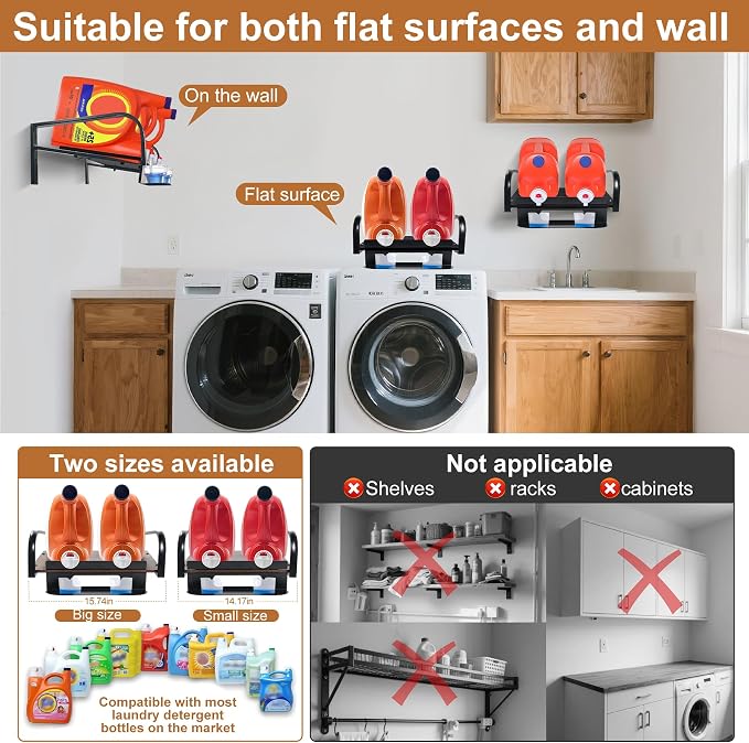 Liquid Laundry Detergent Holder,Laundry Room Hacks,Laundry Detergent Dispenser,Hanging Laundry Station Storage Detergent Stand-Laundry Room Wall (Small-Retro Brown)