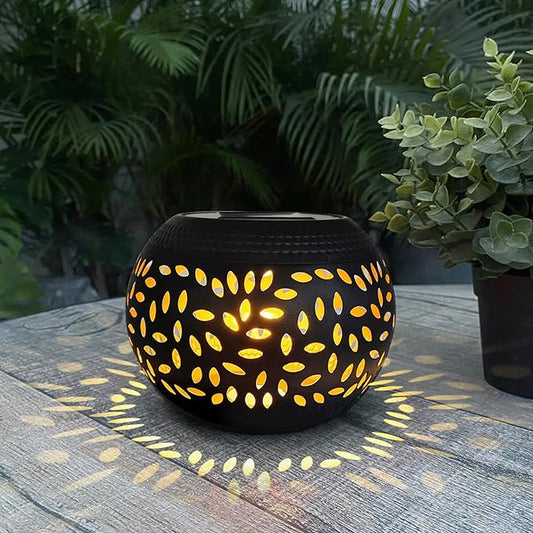 Solar Lantern Outdoor Patio Decor - Solar Lanterns Outdoor Waterproof,Hollow Out Retro Metal Table Lights,Yard Porch Garden Balcony Desk Bedroom Tabletop Decorations Indoor Outside