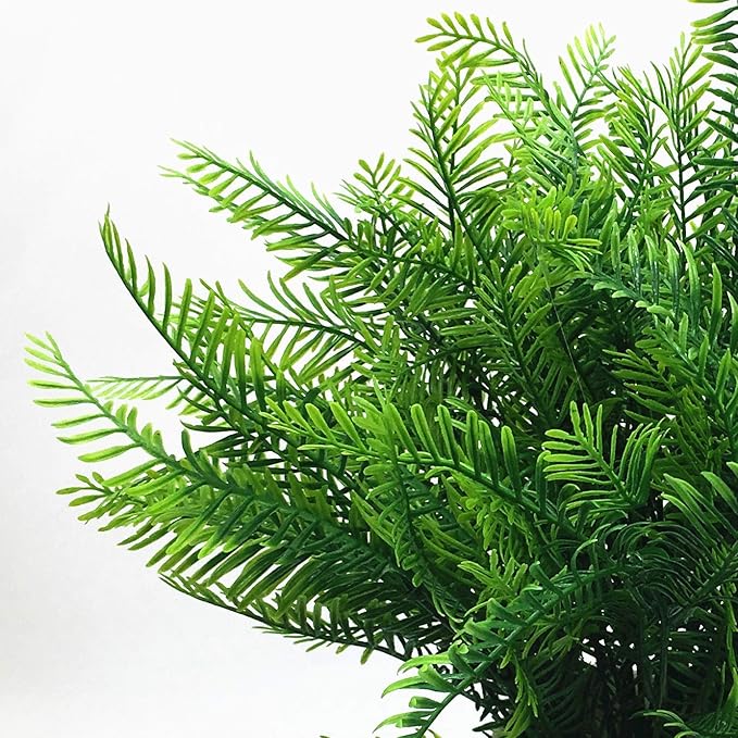 CATTREE Artificial Shrubs, Plastic Plants Bamboo Grass Fake Green Bushes Greenery Leaves Wedding Indoor Outdoor Home Garden Verandah Office Table Centerpieces Arrangements Decoration 6 pcs