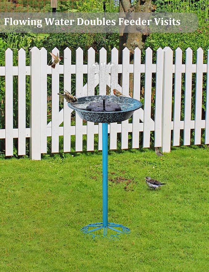 SAC SMARTEN ARTS Freestanding Bird Bath for Outside Metal Birdbaths Birdfeeder Bowl with Metal Stake Spa Bird Feeder Standing for Garden Patio Yard Lawn Décor 25.5 Inch Height