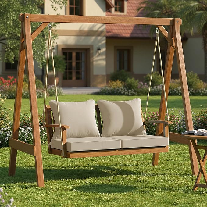 Summsun Outdoor Chair Cushions Set of 2, Waterproof Backrest and Deep Seat Cushion Set for Patio Furniture, Outdoor Sofa Replacement Cushions with Removable Cover, 24 x 24 Inch, Cream