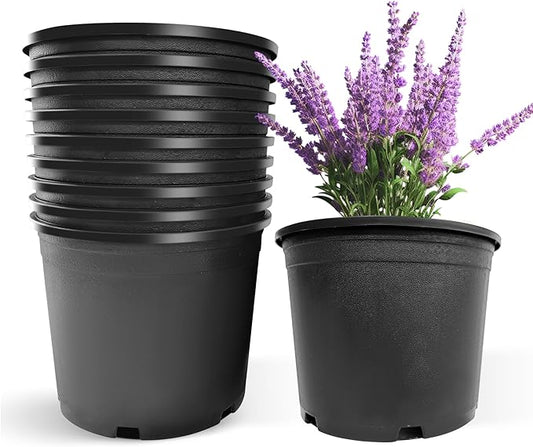 10Pcs 3 Gallon 10 inch Plant Nursery Pot Flower Seedling Injection Molded Container Plastic Garden Planter Pots with Drainage Holes Suitable for Vegetables Flowers Plants Black