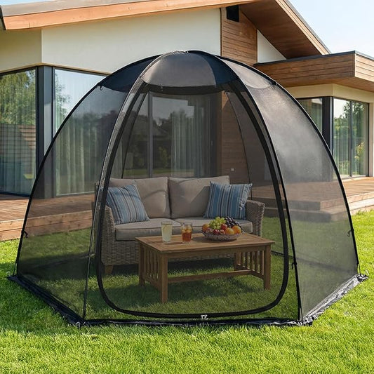 Alvantor® Pop Up Screen House Tent, Snap-fit Mesh Screen Gazebo with Peaked Roof, Portable Screen Room Canopy Shelter with Sandbags for Camping, Backyard, Picnic
