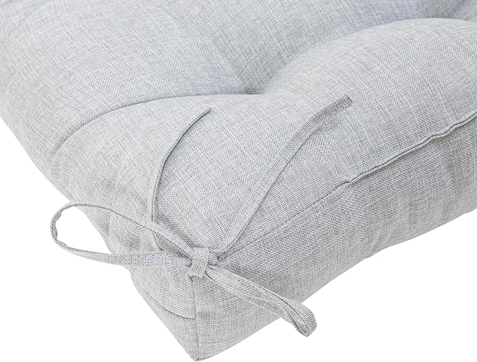 QILLOWAY Outdoor Chair Cushion for Patio Furniture, Waterproof Patio Cushions Set of 4 with Ties, Fade Resistant Replacement Pads for Outdoor Rocking Chairs,Silver,Grey