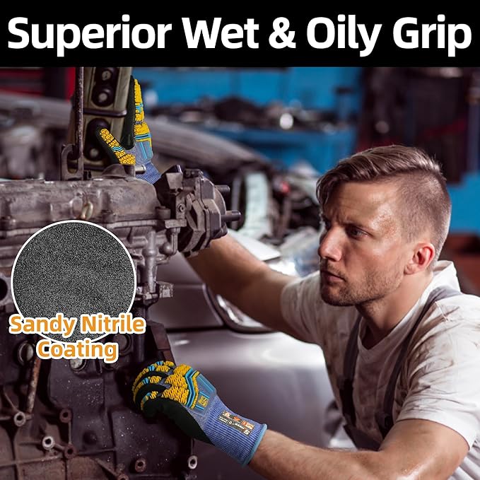 Schwer PRO-SKIN Impact Gloves with ANSI A4 Cut Reistant Protection, Flexible and Comfortable Work Gloves with Grip，Touchscreen, Used for Oil and Gas E&P，Mechanic, Construction, XL, PM3900-T