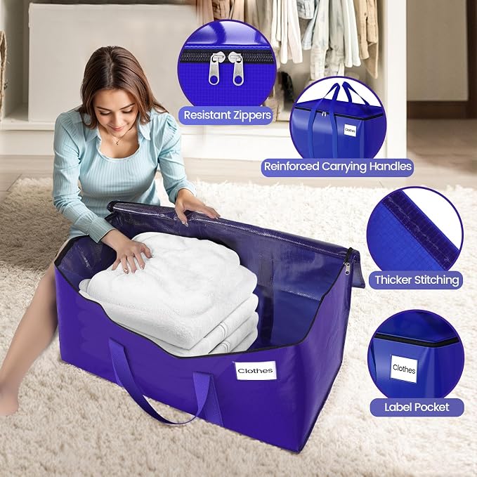 FabSpace Large Moving Storage Bags Heavy-Duty for Clothes, 8 Pack