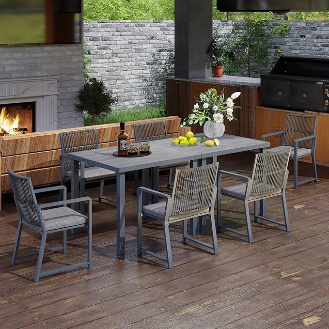 Outdoor Patio Wicker Rattan Dining Chairs, Heavy-Duty Wrought Iron Frame Supports 300lbs, Ergonomic Backrest, Detachable Breathable Cushion, for Garden & Porch, Dark Gray, Set of 4