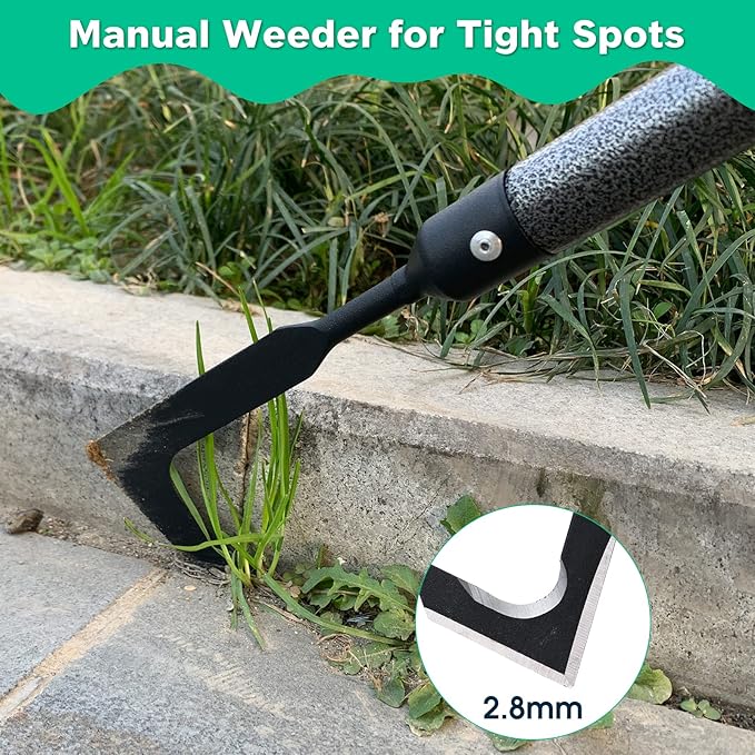 Lilyvane Crack Weeder for Crevice Weeds Weeding: 74” Long Handle, Heavy Duty Carbon Steel Weed Puller for Sidewalk Paver Deck Boards Weed Removal