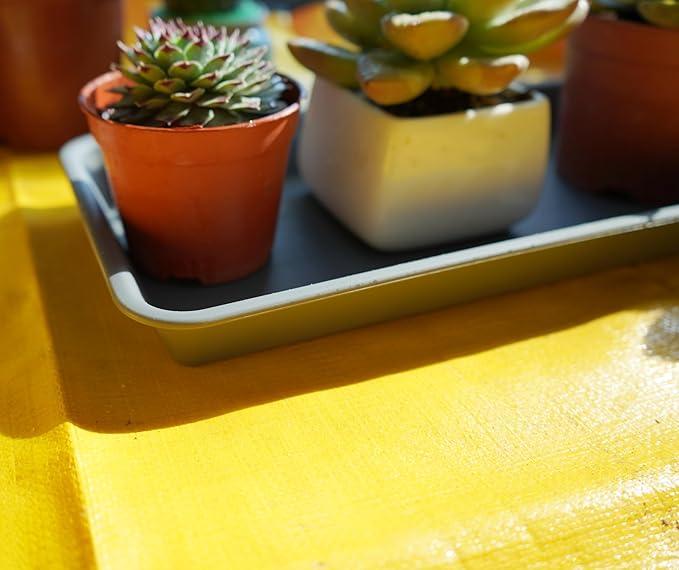 VUWEZ 4 Pack Plastic Plant Trays - Rectangular 17 18 inch, Indoor/Outdoor Plant Water Drip Trays for Flower Pot Planter, Windowsill (7.8 x 17.5'', Gray)