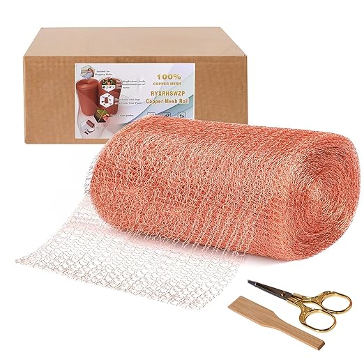 Copper Mesh Rodent Control 8" x 50 ft Copper Wool for Slugs Mice Pest Snail Bird Control Copper Wire for Weep Hole Covers Rodent Mesh