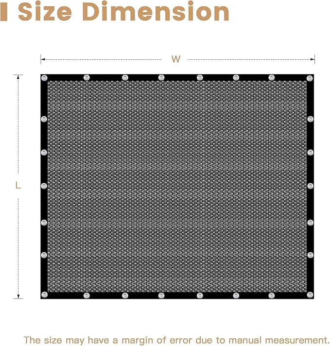 VICLLAX 30% Customized Black Garden Shade Fabric Sun Shade Cloth - UV Resistant Sunblock Netting for Plants, Flowers & Vegetables | Lightweight Cover for Greenhouse & Outdoor Garden, 4x14 FT,