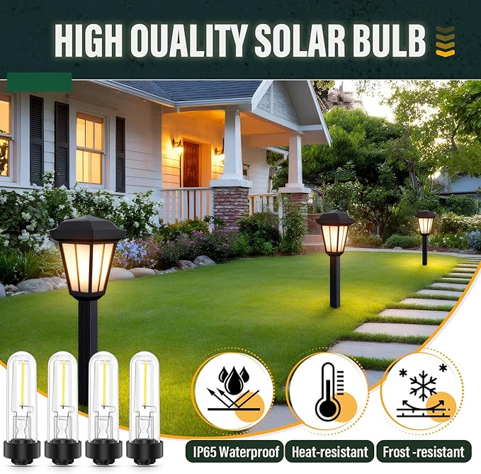 8 Pcs Solar Light Replacement Bulbs Warm White 3000k 0.5w DC 3v Solar Bulbs for Outside Garden Yard Patio Pathway Landscaping