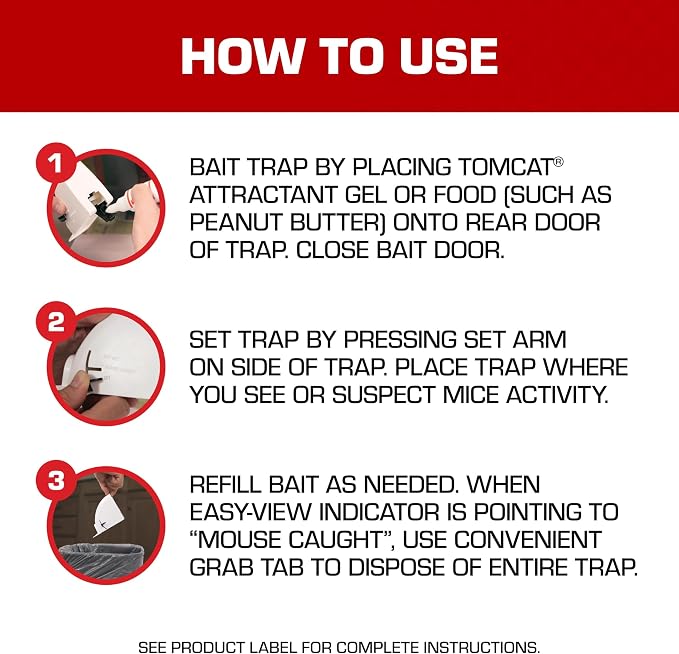Tomcat Kill & Contain Mouse Trap, 2 Traps | Indoor Traps for Mice - No See, No Mess Disposal