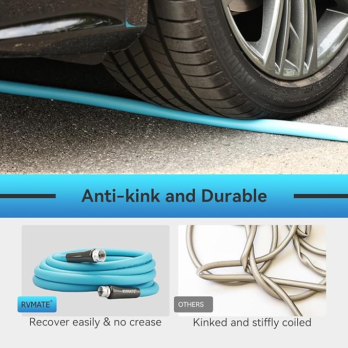 RVMATE RV Water Hose 50FT, 5/8” Inner Diameter Drinking Water Hose Lead-free, No Leaking Garden Hose For RV/Trailer/Camping, RV Accessories