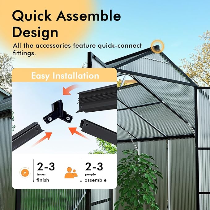 10X12FT Greenhouse with Electronic Thermometers, Green Houses for Outside Heavy Duty with Aluminum Frame Withstands Strong Wind or Snow, Large Walk-in Greenhouse for Backyard or Garden Use
