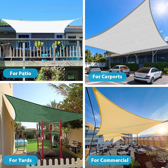 Amagenix Sun Shade Sail 10'X18' Curved Edge Outdoor Shade Canopy Turquoise Mixed Breathable 95% UV Block Shade Cloth for Patio Garden Backyard (We Make Custom Size)