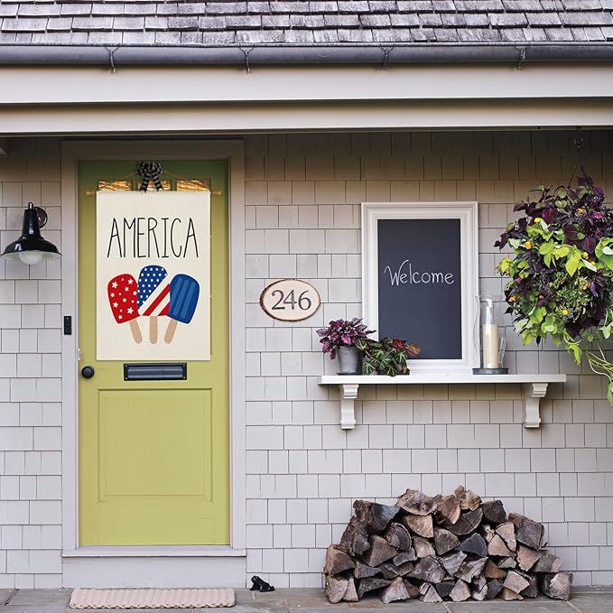 AVOIN colorlife American Stars and Stripes Popsicle House Flag Double Sided Outside, USA Patriotic 4th of July Independence Memorial Day Yard Outdoor Decoration 28 x 40 Inch