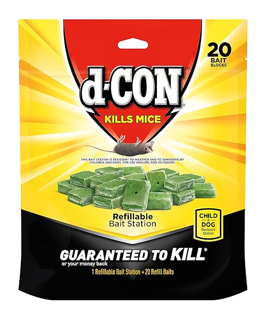 D-Con Refillable Mouse Bait Station, 1 Bait Station + 20 Refills