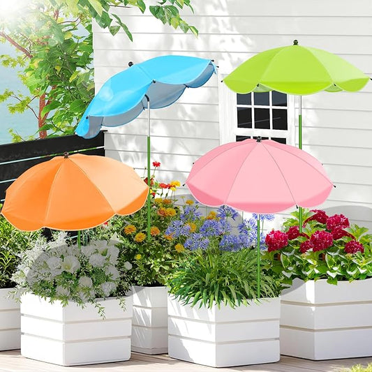 MJZ 4 Pack Large Plant Umbrellas for Outdoor Plants, 26" Garden Umbrella for Plants with Adjustable Angle, Plant Umbrella Provide Shade for Outdoor Plants Flower Pot Planting Beds