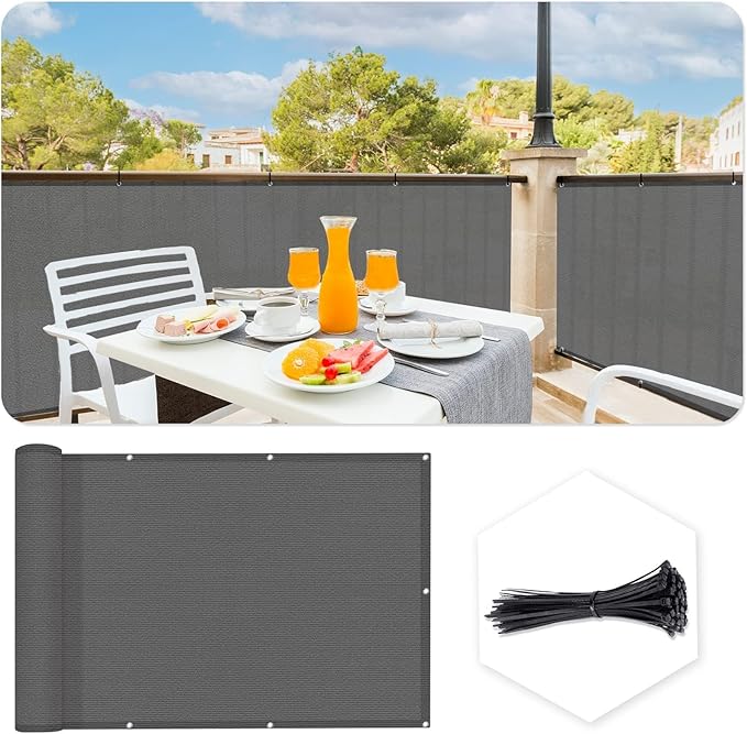 SUNLAX Custom Size 3'x9' Dark Grey Fence Covering Privacy Screen Windscreen with Bindings & Grommets, Heavy Duty for Commercial and Residential, 90% Blockage, Cable Zip Ties Included -Available