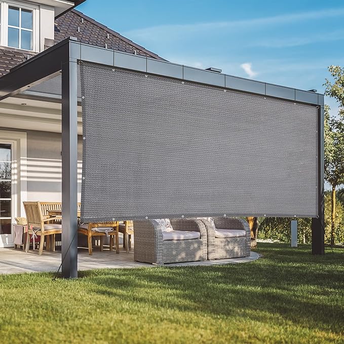 VICLLAX 90% Shade Fabric Sun Shade Cloth with Reinforced Grommets & D-Ring Eyelets for Outdoor Patio Garden Pergola Cover Canopy 6x8 FT, Dark Grey