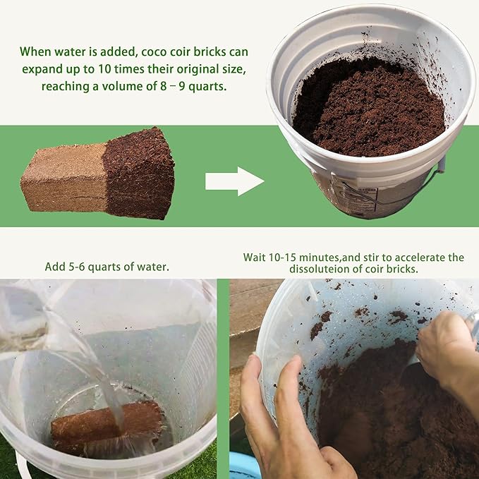 CJGQ Coco Coir for Organic Coconut Coir- 24 Pack Coco Coir Brick- Coconut Soil with Low EC & pH Balance-Coco Fiber for Herbs& Flowers- High Expansion-Renewable Coco Soil for Planting