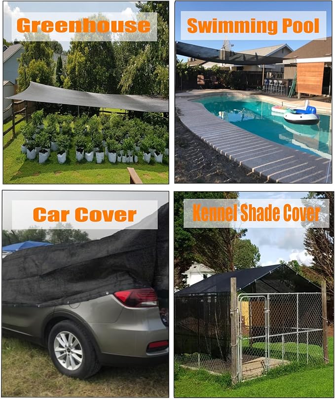 E.share 40%-50% Black Sun Shade Cloth Outdoor - 20Ft X 24Ft Garden Shade Netting with Grommets for Greenhouse, Plant Covers, Patio, Chicken Coop, Barn & Kennel