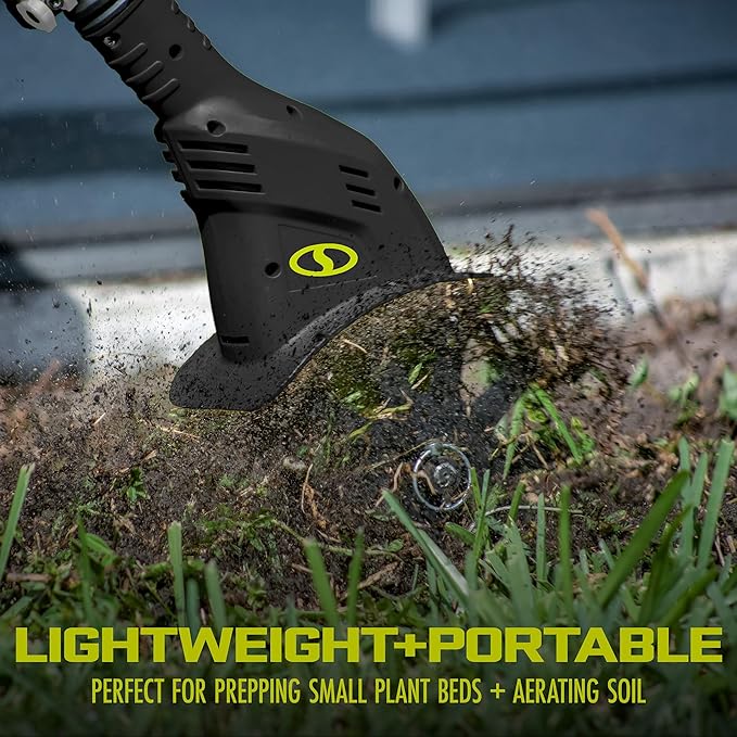 Sun Joe 24V-TLR-LTE-A 24V Cordless IONMAX Garden Tiller and Cultivator, 150W Motor, Dual 6-Inch Steel Tilling Tines, Charger and Battery Included